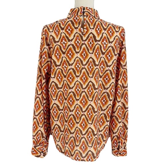 Shein Womens Mock Neck Retro Pleated Blouse Dressy Long Puff Sleeve Size Large - Picture 2 of 12